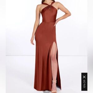 Azazie A4 Terracotta stretch satin